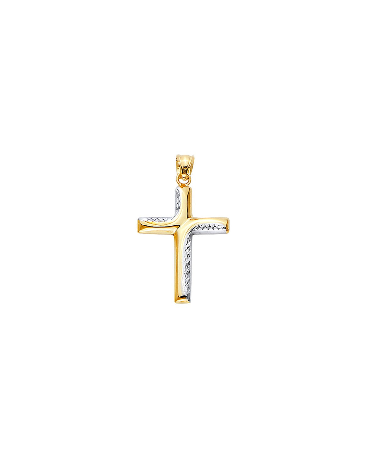 14K Two-Tone Gold 2T Hollow Fancy Cross (PT-2534)