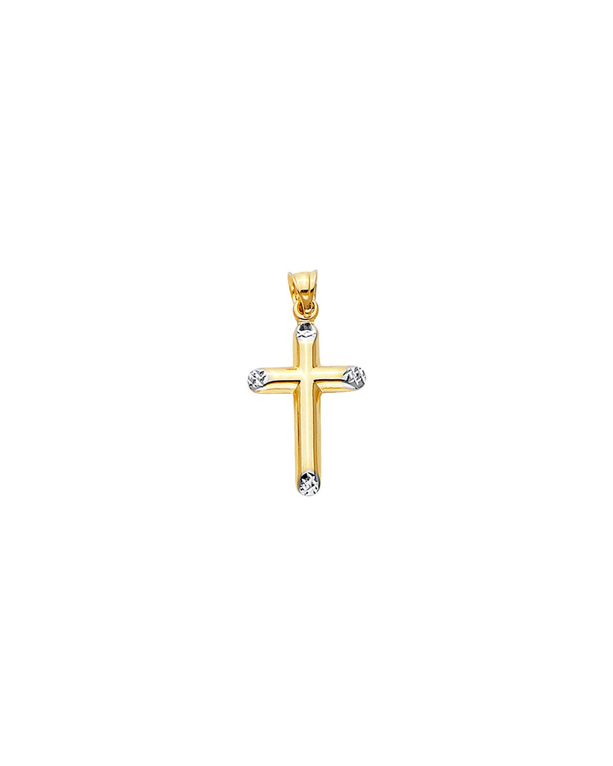 14K Two-Tone Gold 2T Hollow Fancy Cross (PT-2535)