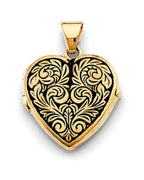 14K Yellow Gold Heart Locket Pendant (PT-2568)