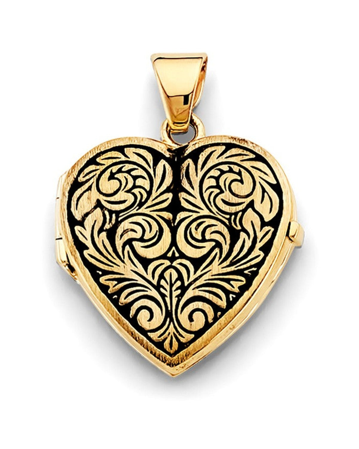 14K Yellow Gold Heart Locket Pendant (PT-2568)