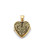 14K Yellow Gold Heart Locket Pendant (PT-2568)