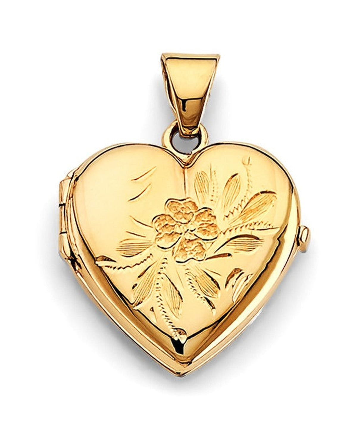 14K Yellow Gold Heart Locket Pendant (PT-2576)