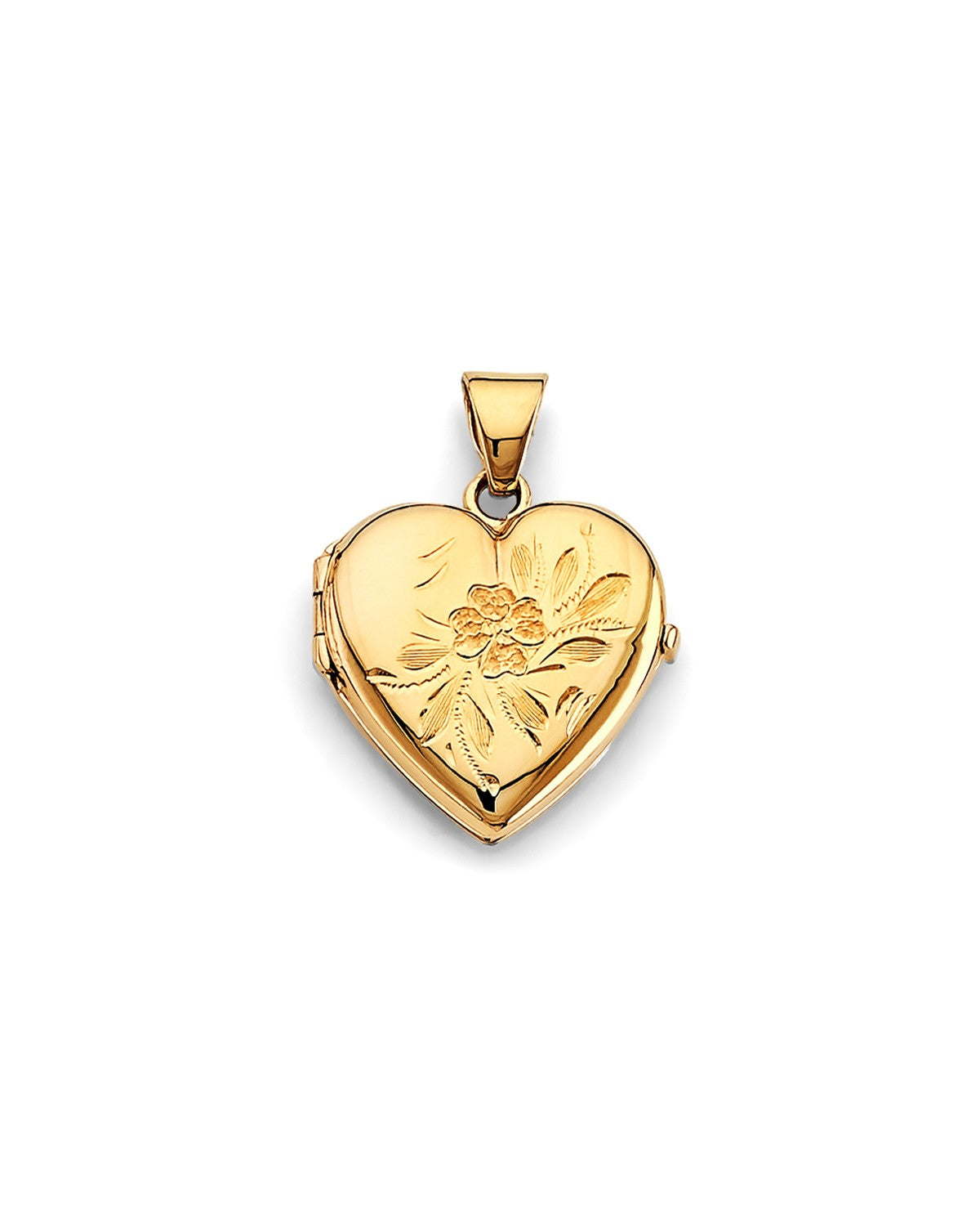 14K Yellow Gold Heart Locket Pendant (PT-2576)