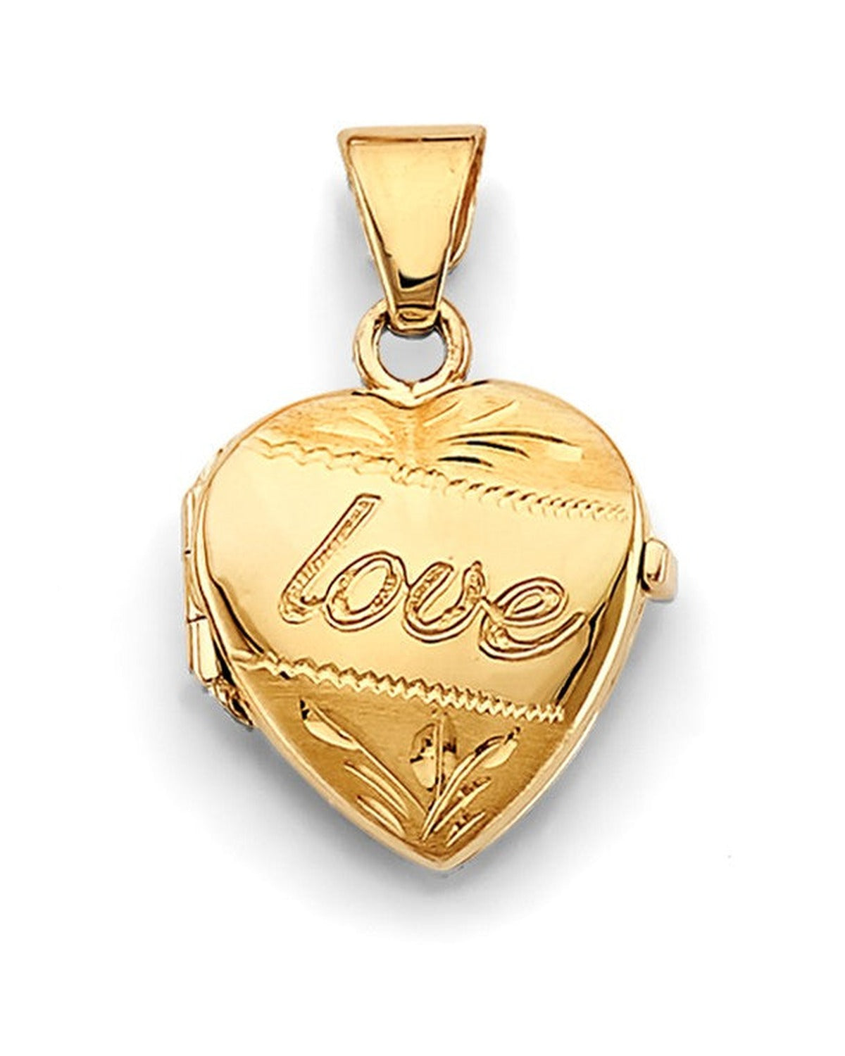 14K Yellow Gold Heart Locket Pendant (PT-2577)