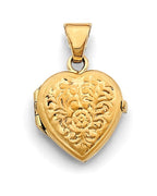 14K Yellow Gold Heart Locket Pendant (PT-2578)