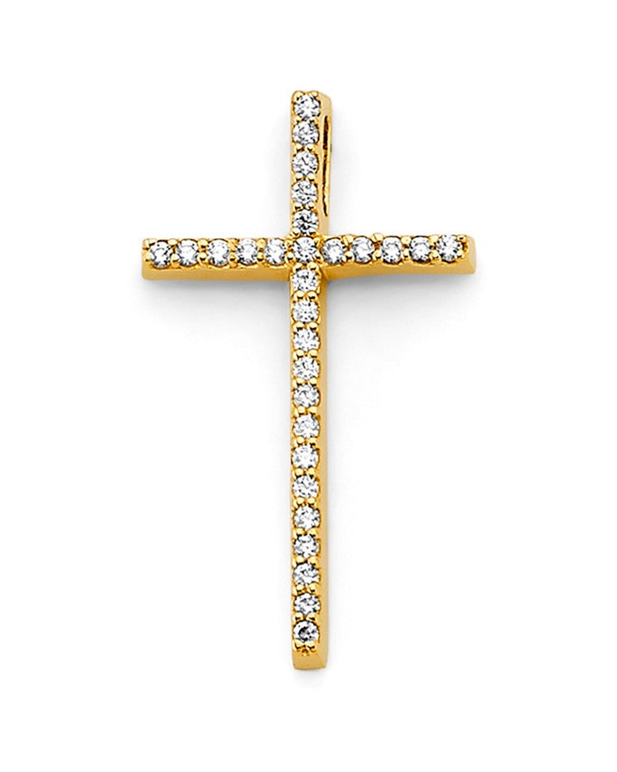 14K Yellow Gold CZ Cross Pendant (PT-2604)