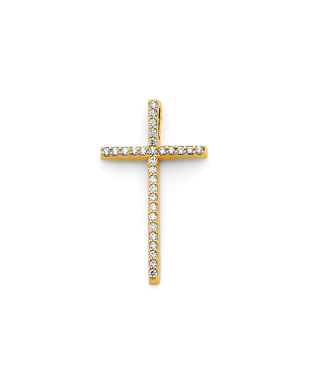 14K Yellow Gold CZ Cross Pendant (PT-2604)