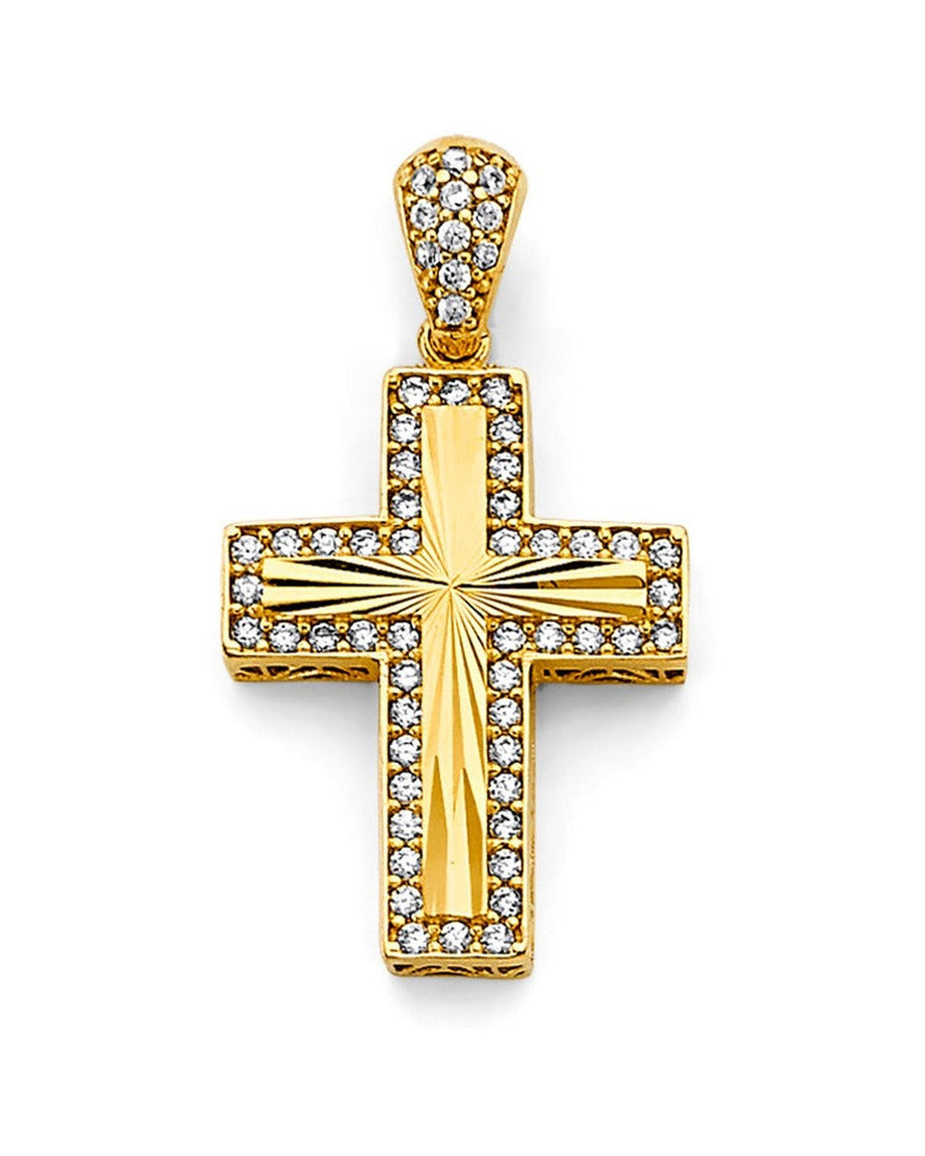 14K Yellow Gold CZ Cross Pendant (PT-2608)