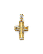 14K Yellow Gold CZ Cross Pendant (PT-2608)
