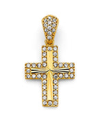 14K Yellow Gold CZ Cross Pendant (PT-2609)