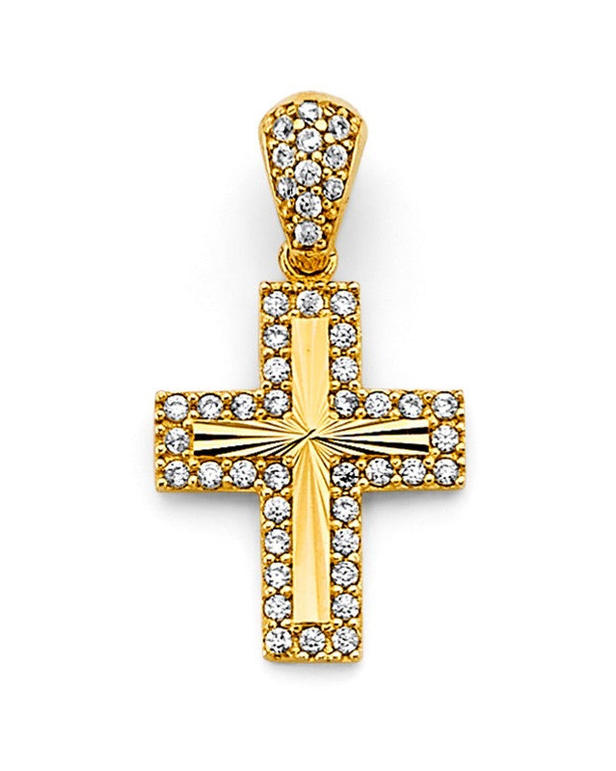 14K Yellow Gold CZ Cross Pendant (PT-2609)