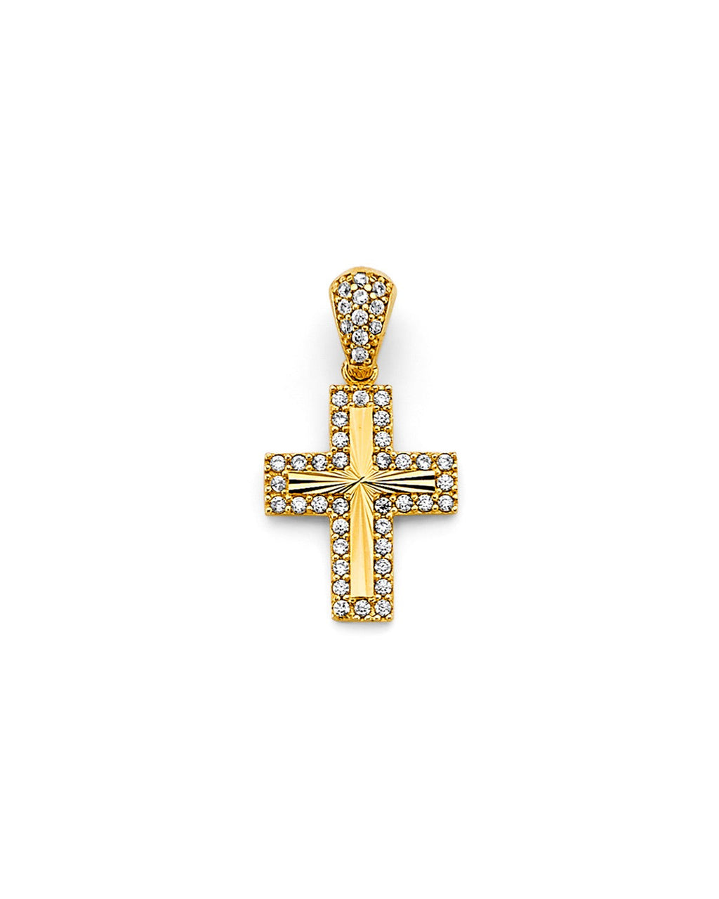 14K Yellow Gold CZ Cross Pendant (PT-2609)