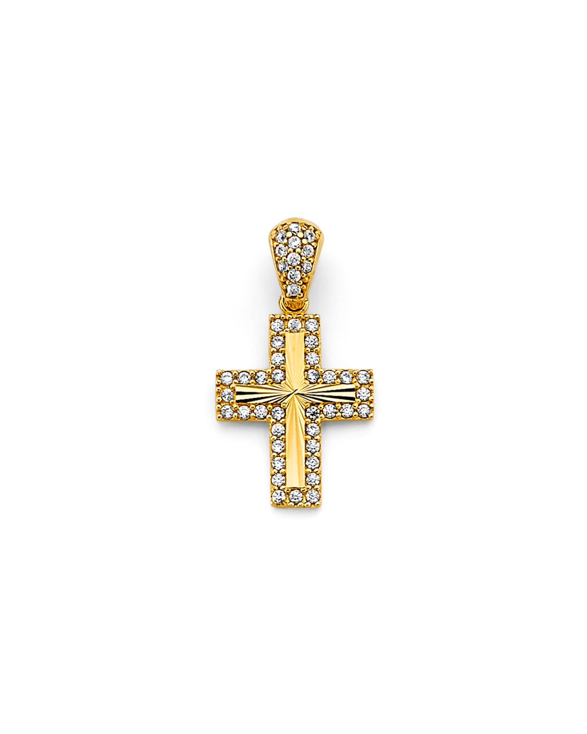 14K Yellow Gold CZ Cross Pendant (PT-2609)