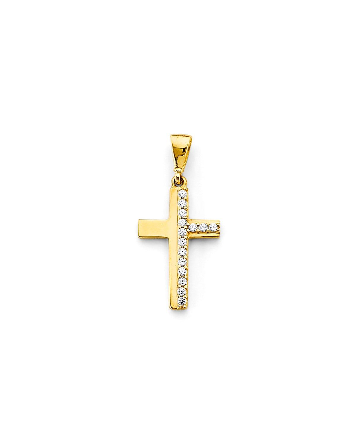 14K Yellow Gold CZ Cross Pendant (PT-2610)