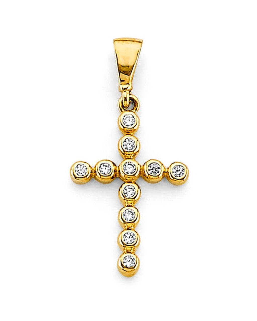 14K Yellow Gold CZ Cross Pendant (PT-2613)