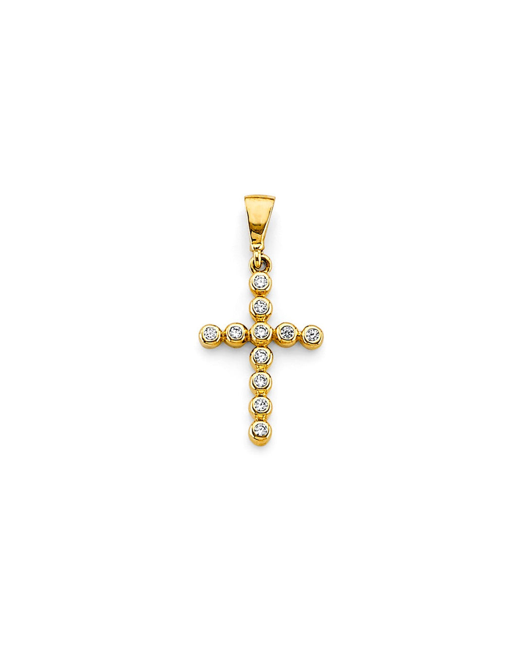 14K Yellow Gold CZ Cross Pendant (PT-2613)