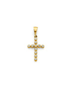 14K Yellow Gold CZ Cross Pendant (PT-2613)