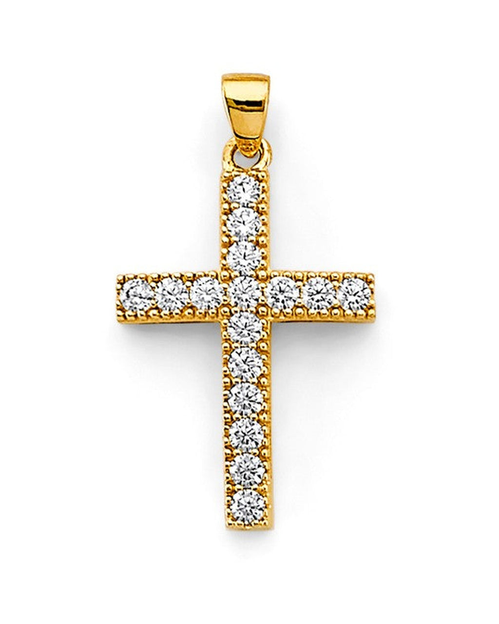 14K Two-Tone Gold CZ Cross Pendant (PT-2615)