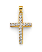 14K Two-Tone Gold CZ Cross Pendant (PT-2615)