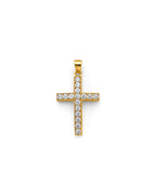 14K Two-Tone Gold CZ Cross Pendant (PT-2615)
