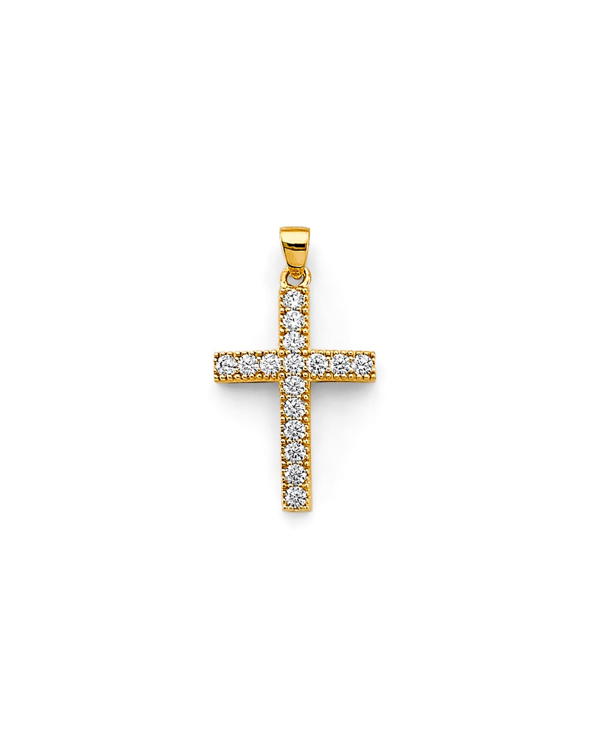 14K Two-Tone Gold CZ Cross Pendant (PT-2615)