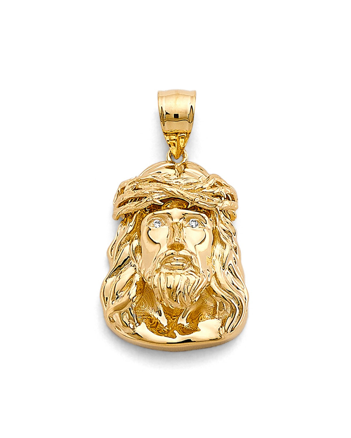14K Yellow Gold Jesus Christ Head Pendant (PT-2618)