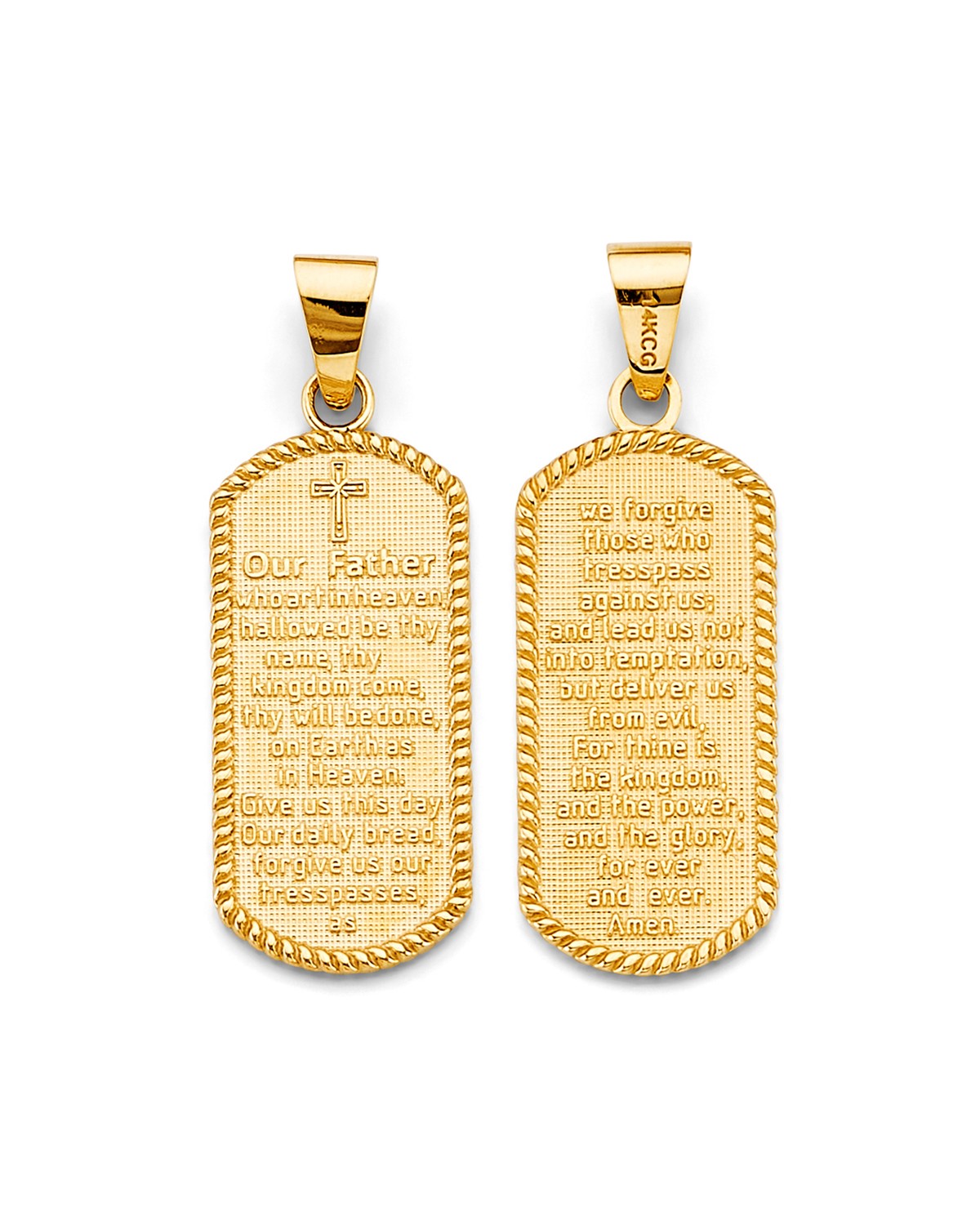 14K Yellow Gold Lord's Prayer in English Pendant (PT-2624)