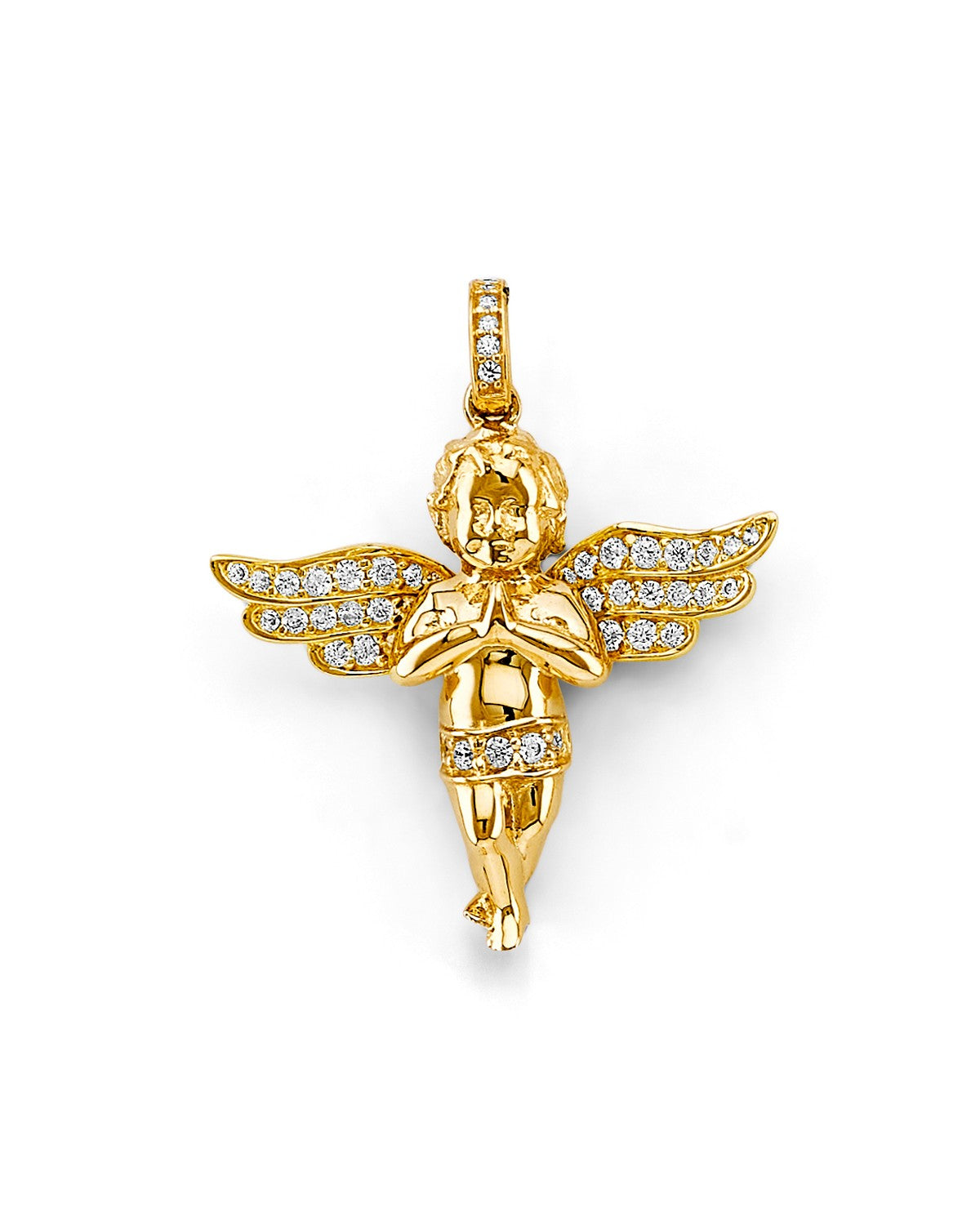 14K Yellow Gold CZ Angel Pendant (PT-2629)