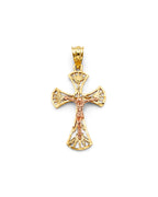14K Two-Tone Gold Crucifix Cross Pendant (PT-2709)