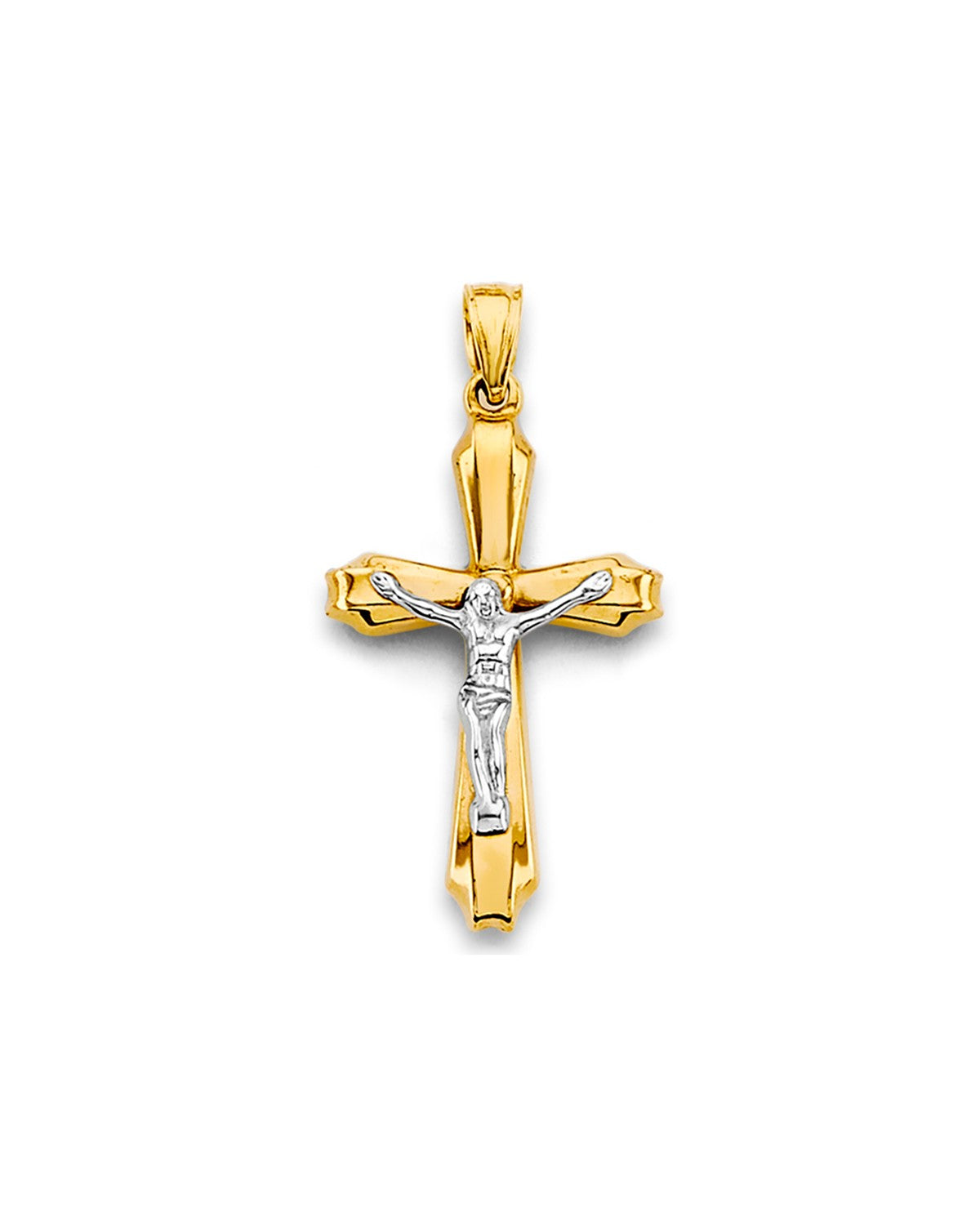 14K Two-Tone Gold Crucifix Cross Pendant (PT-2720)