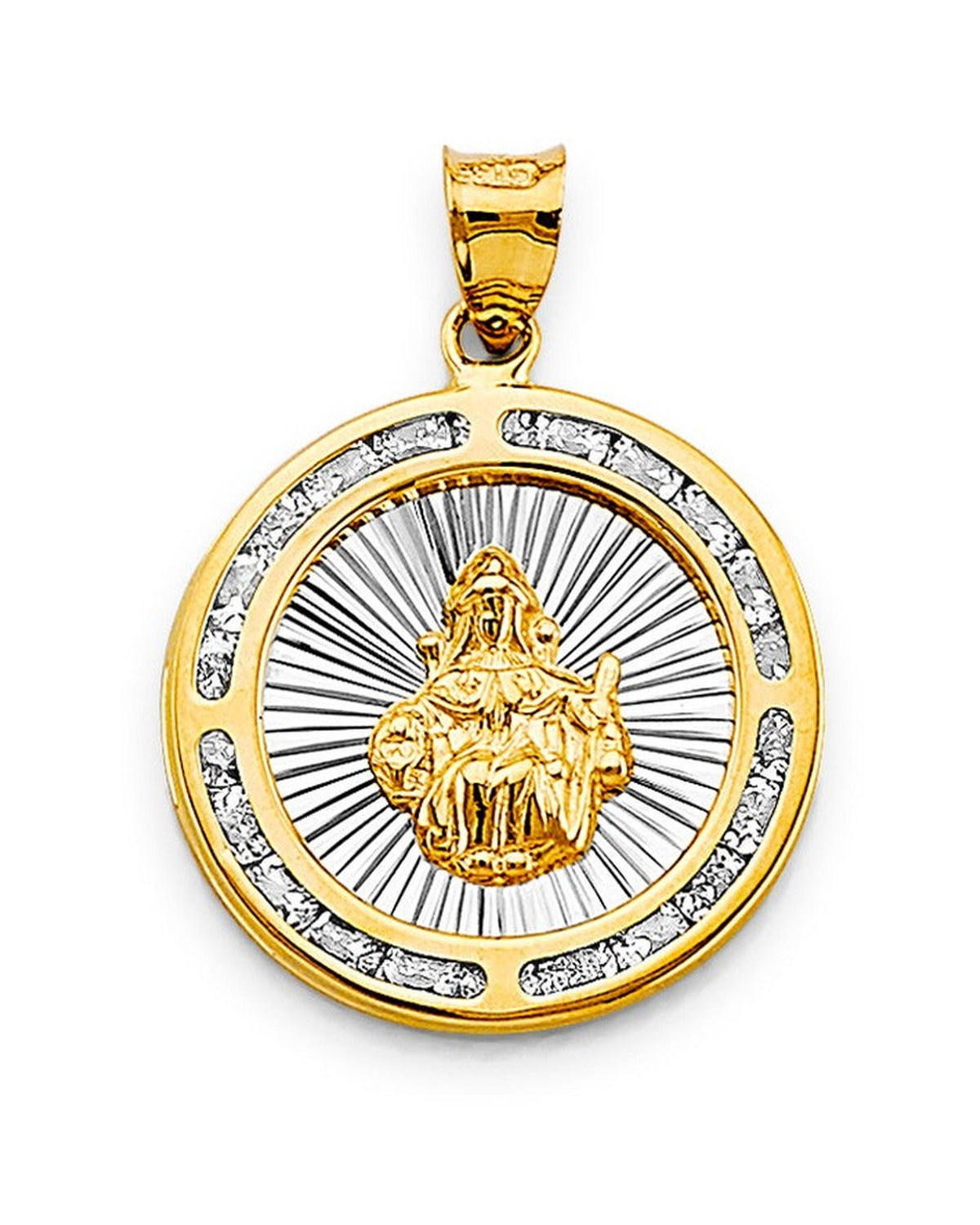 14K Two-Tone Gold 2T CZ Rnd Santo Nino De Atocha Pendant (PT-2728)