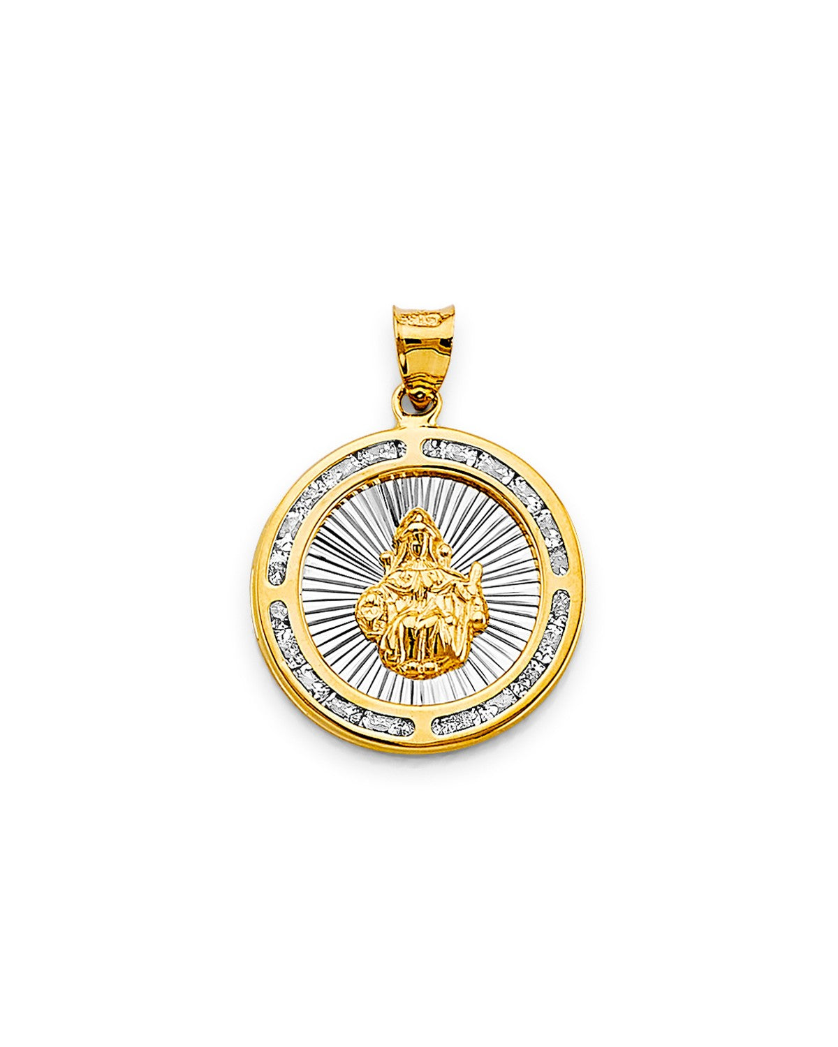 14K Two-Tone Gold 2T CZ Rnd Santo Nino De Atocha Pendant (PT-2728)