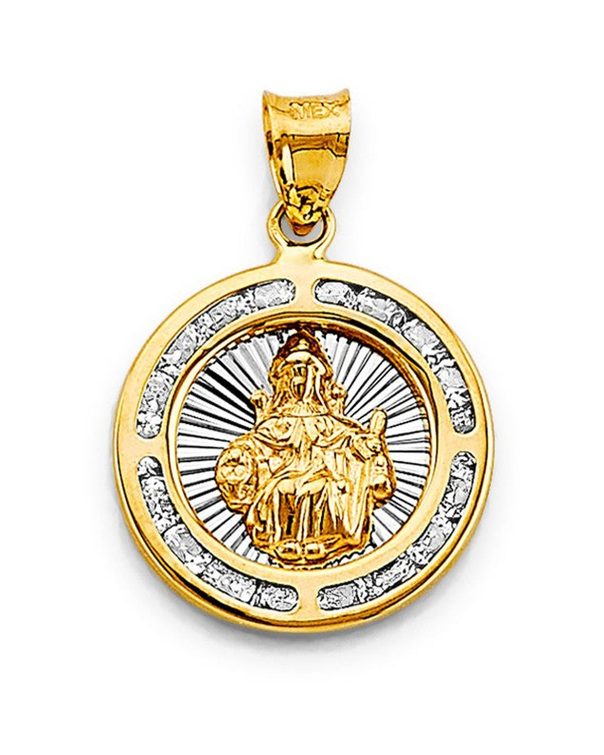 14K Two-Tone Gold 2T CZ Rnd Santo Nino De Atocha Pendant (PT-2729)