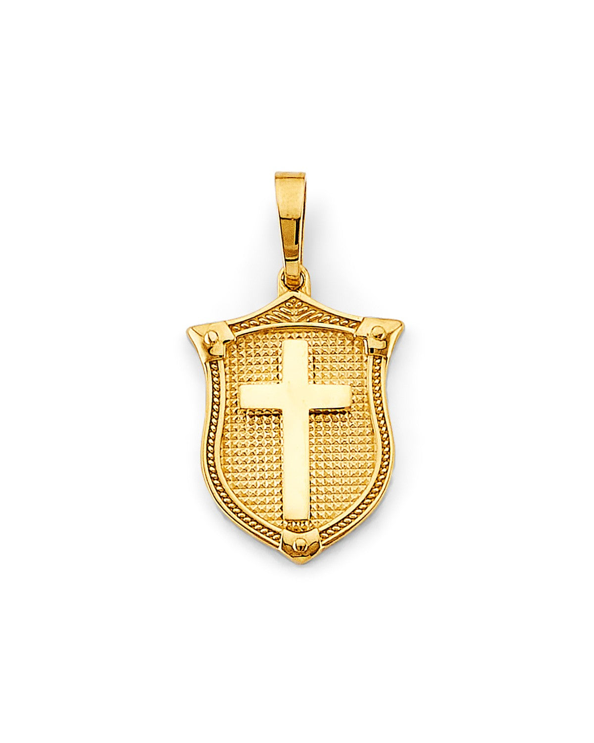 14K Yellow Gold Shield with Cross Pendant (PT-2735)