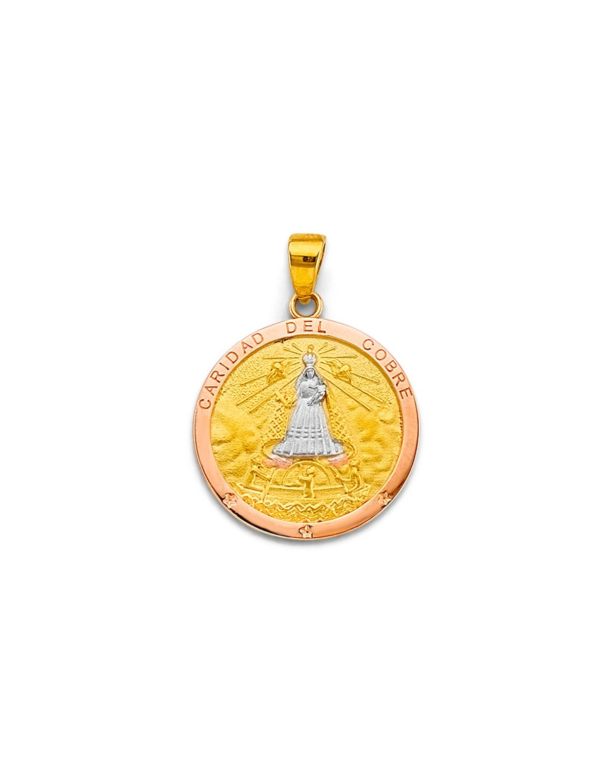 14K Tri-Color Gold 3C Caridad Del Cobre Medal (PT-2774)