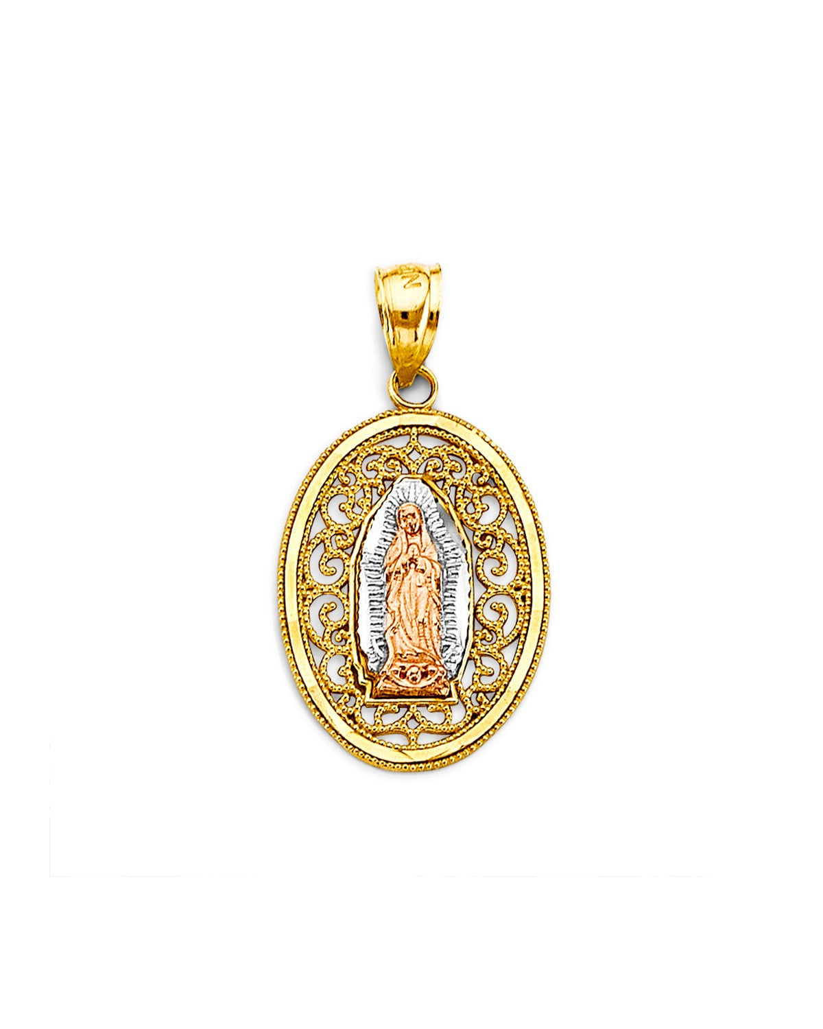 14K Tri-Color Gold 3C Guadalupe Pendant (PT-2811)