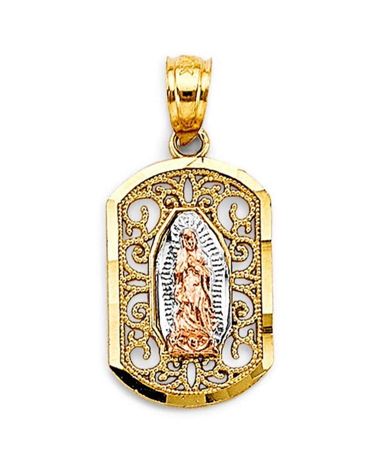 14K Tri-Color Gold 3C Guadalupe Pendant (PT-2820)