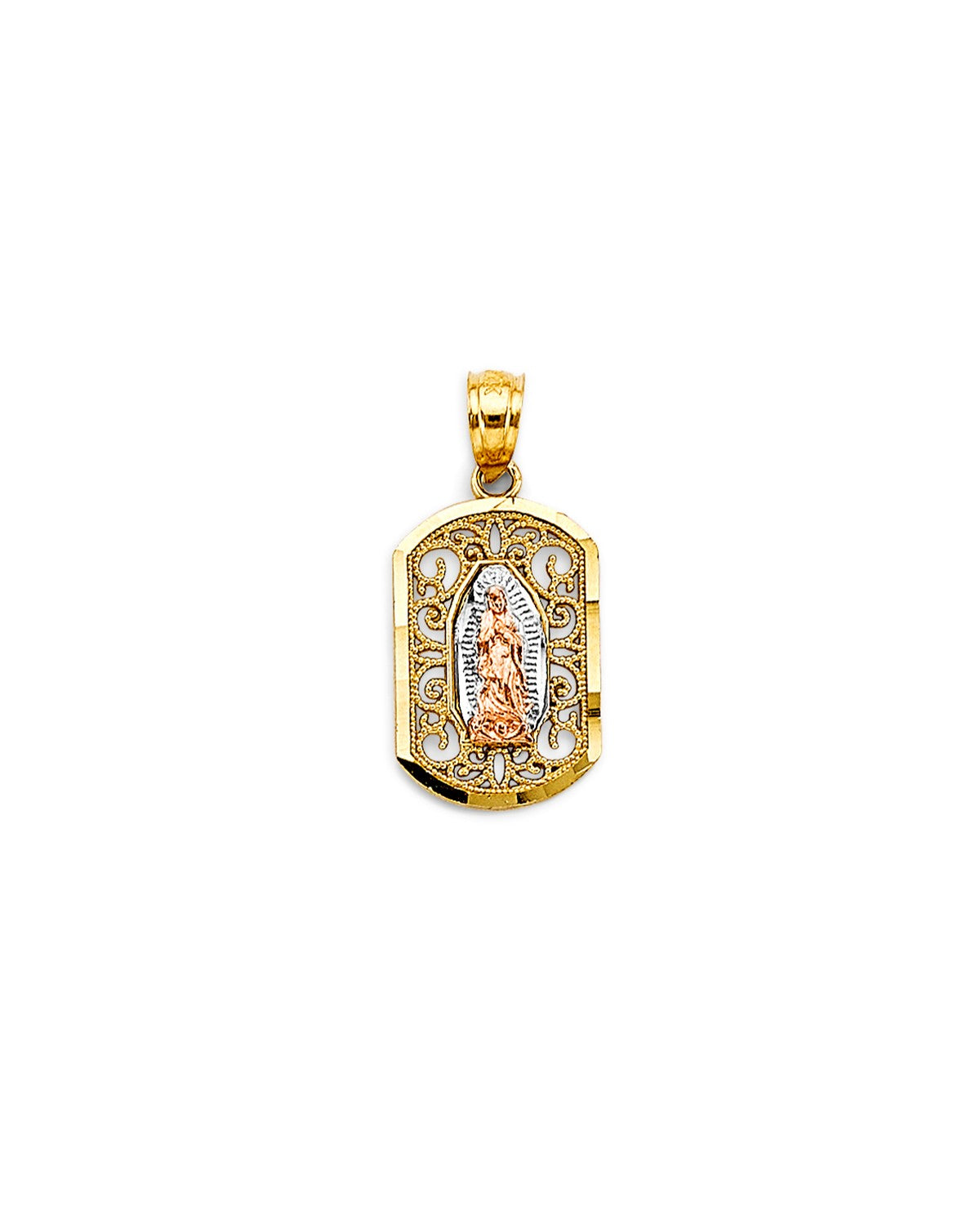14K Tri-Color Gold 3C Guadalupe Pendant (PT-2820)