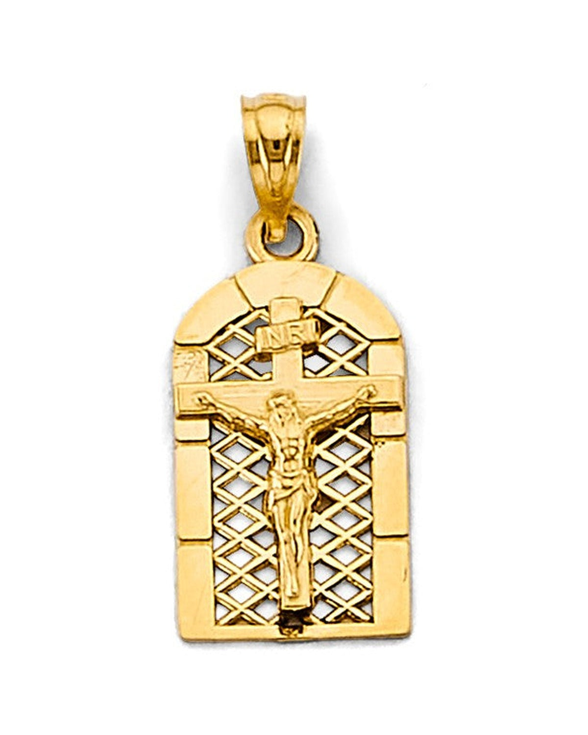 14K Two-Tone Gold 2T Framed Crucufix Pendant (PT-2866)