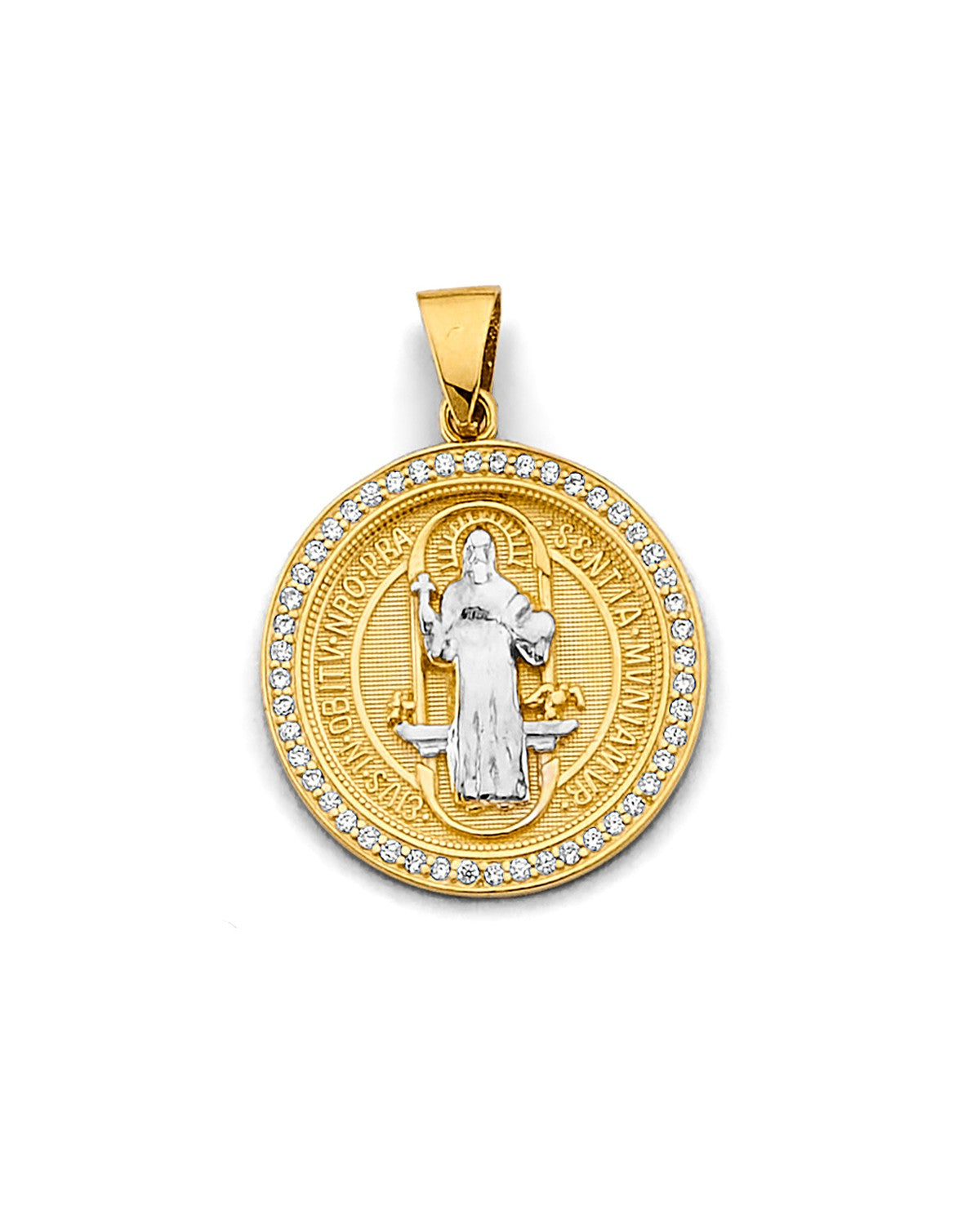 14K Two-Tone Gold 2T CZ San Benito Pendant (PT-2869)