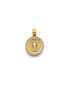 14K Two-Tone Gold 2T CZ Small San Benito Pendant (PT-2871)