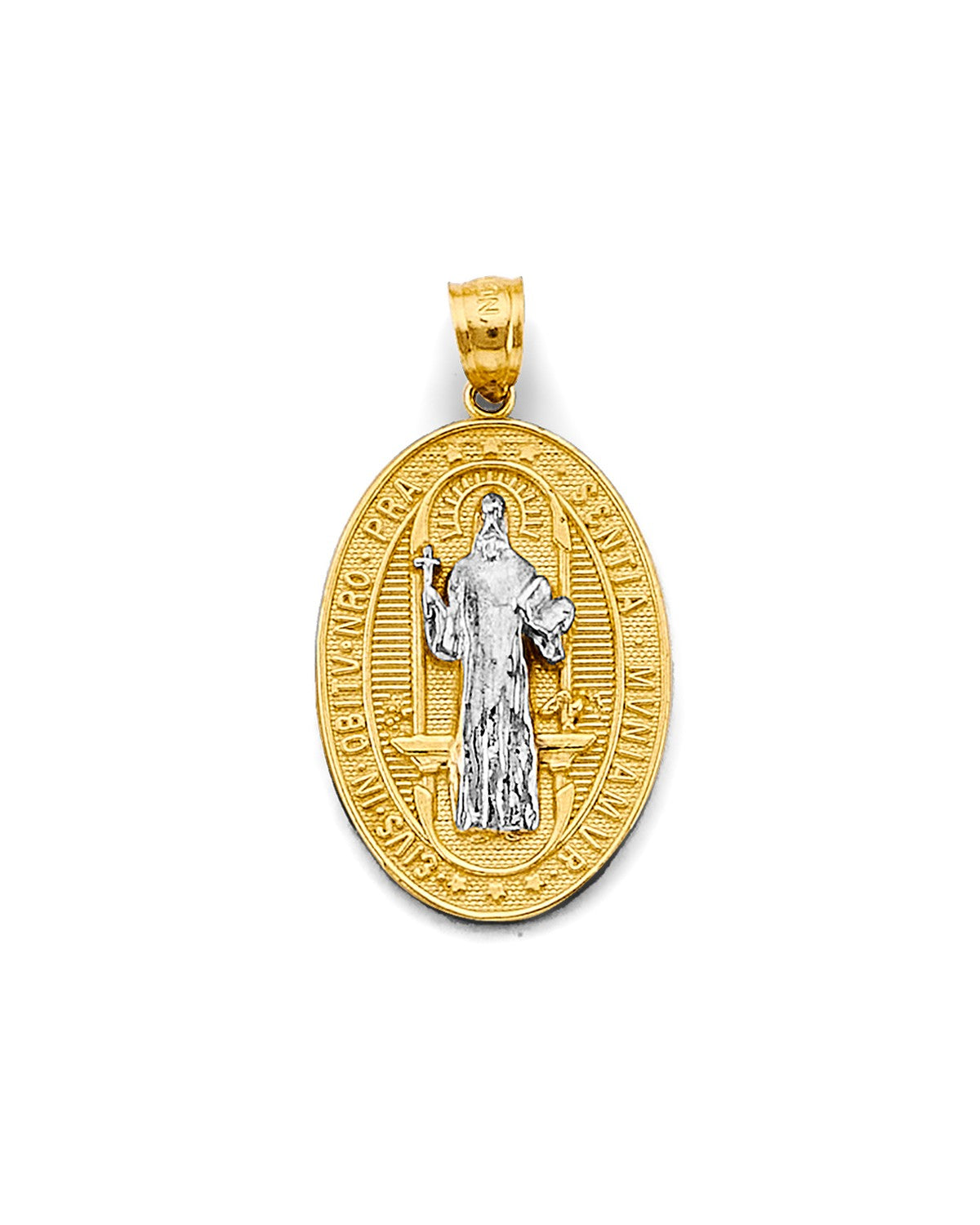 14K Two-Tone Gold 2T Oval San Benito Pendant (PT-2876)