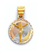 14K Tri-Color Gold 3C Stamp Guadalupe Pendant (PT-2878)