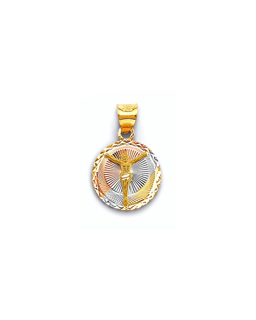 14K Tri-Color Gold 3C Stamp Guadalupe Pendant (PT-2878)