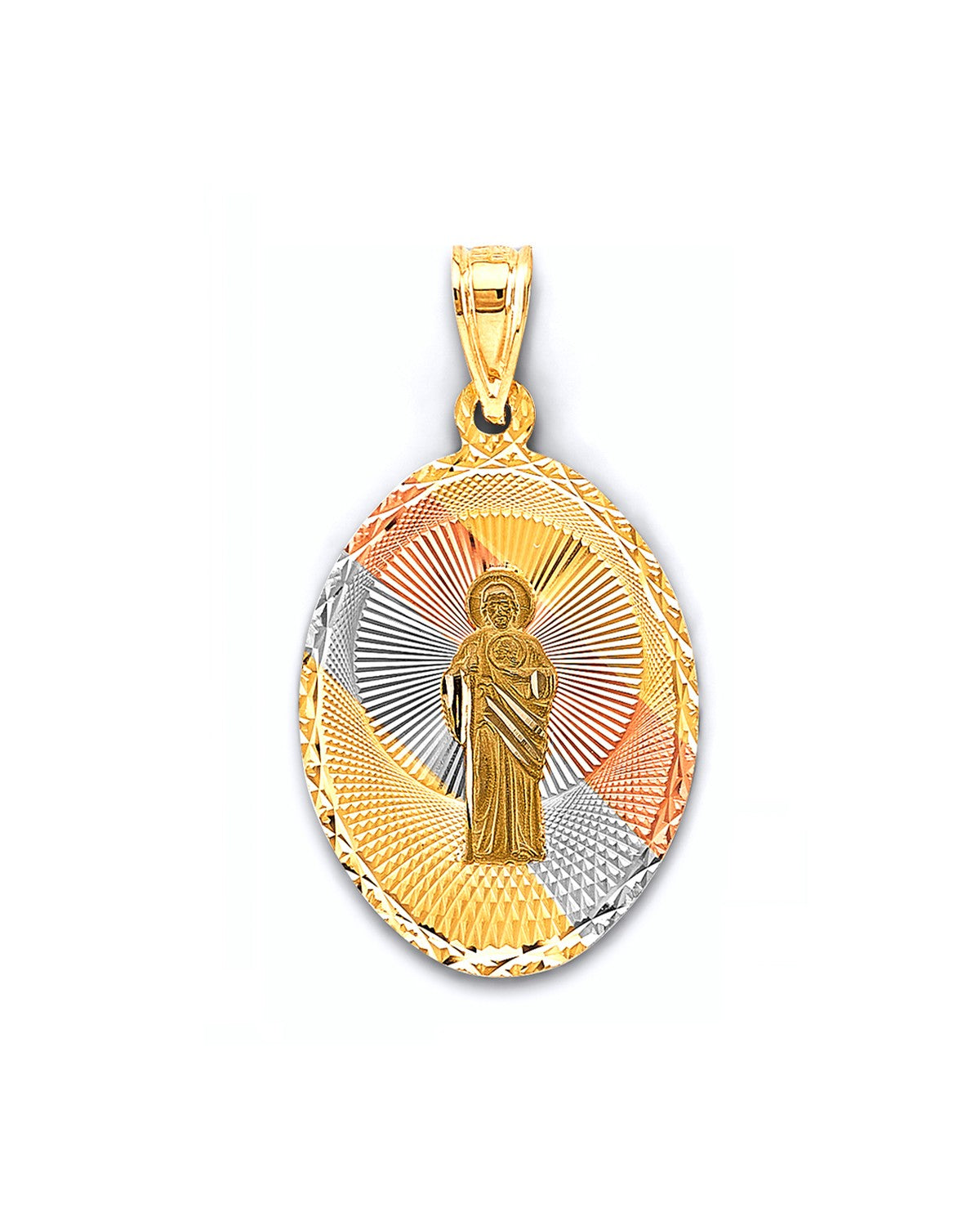 14K Tri-Color Gold 3C Stamp St. Jude Thaddeus Pendant (PT-2879)