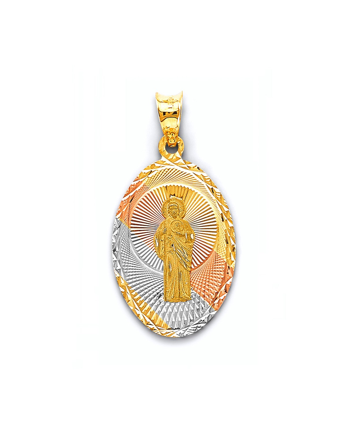 14K Tri-Color Gold 3C Stamp St. Jude Thaddeus Pendant (PT-2880)