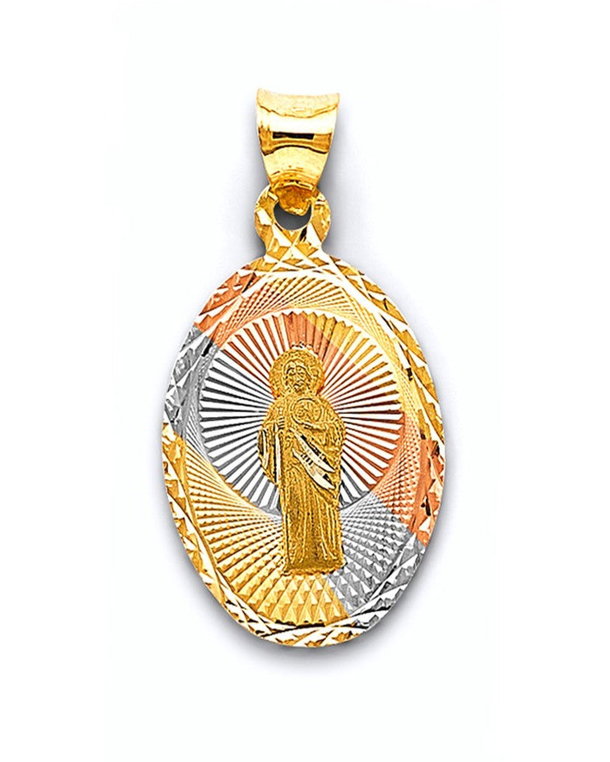 14K Tri-Color Gold 3C Stamp St. Jude Thaddeus Pendant (PT-2881)