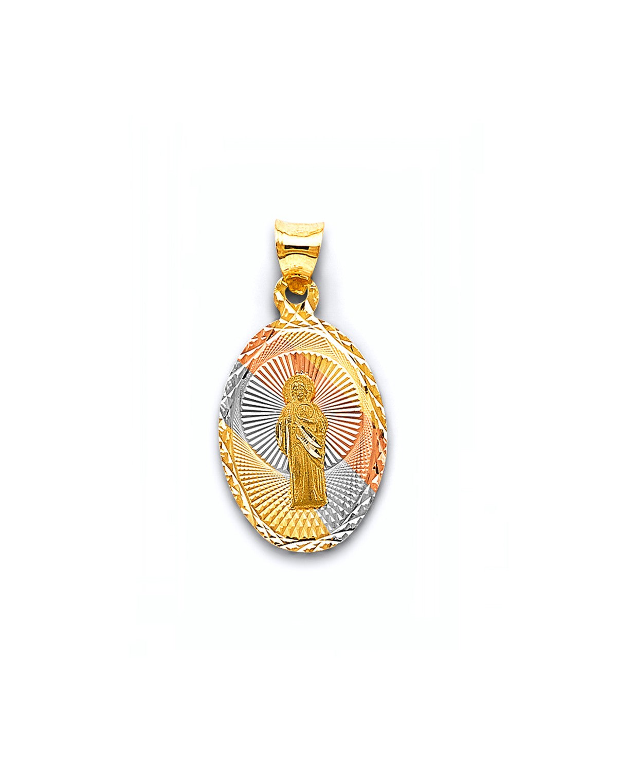 14K Tri-Color Gold 3C Stamp St. Jude Thaddeus Pendant (PT-2881)