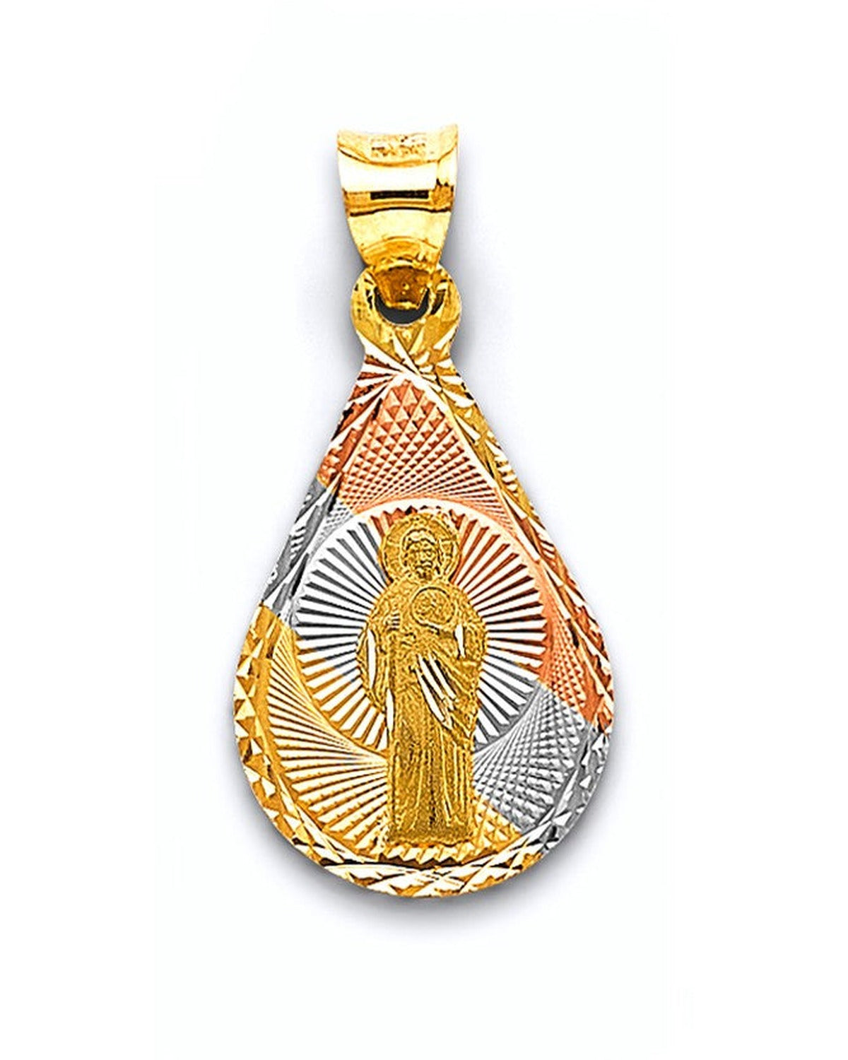 14K Tri-Color Gold 3C Stamp St. Jude Thaddeus Pendant (PT-2882)