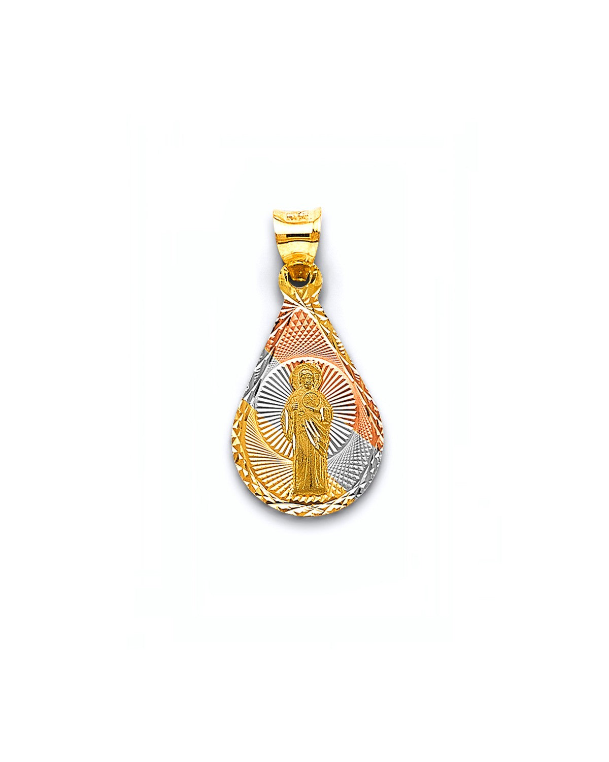 14K Tri-Color Gold 3C Stamp St. Jude Thaddeus Pendant (PT-2882)